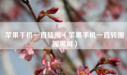 苹果手机一直转圈（苹果手机一直转圈圈黑屏）