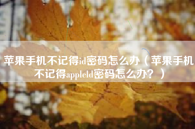 苹果手机不记得id密码怎么办（苹果手机不记得appleld密码怎么办？）